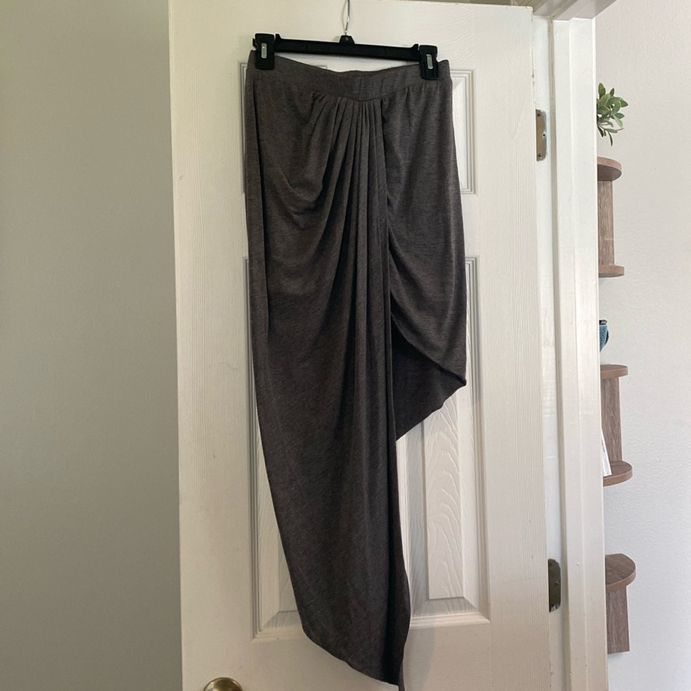 Soft stretchy asymmetric skirt